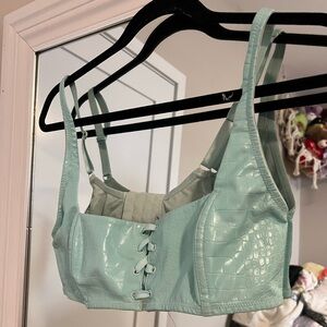 Savage X Fenty Light Green Croc-Textured Bralette